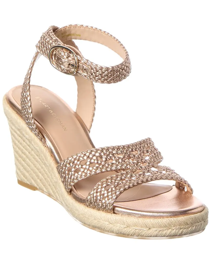 Stuart Weitzman Briar Leather Espadrille Wedge