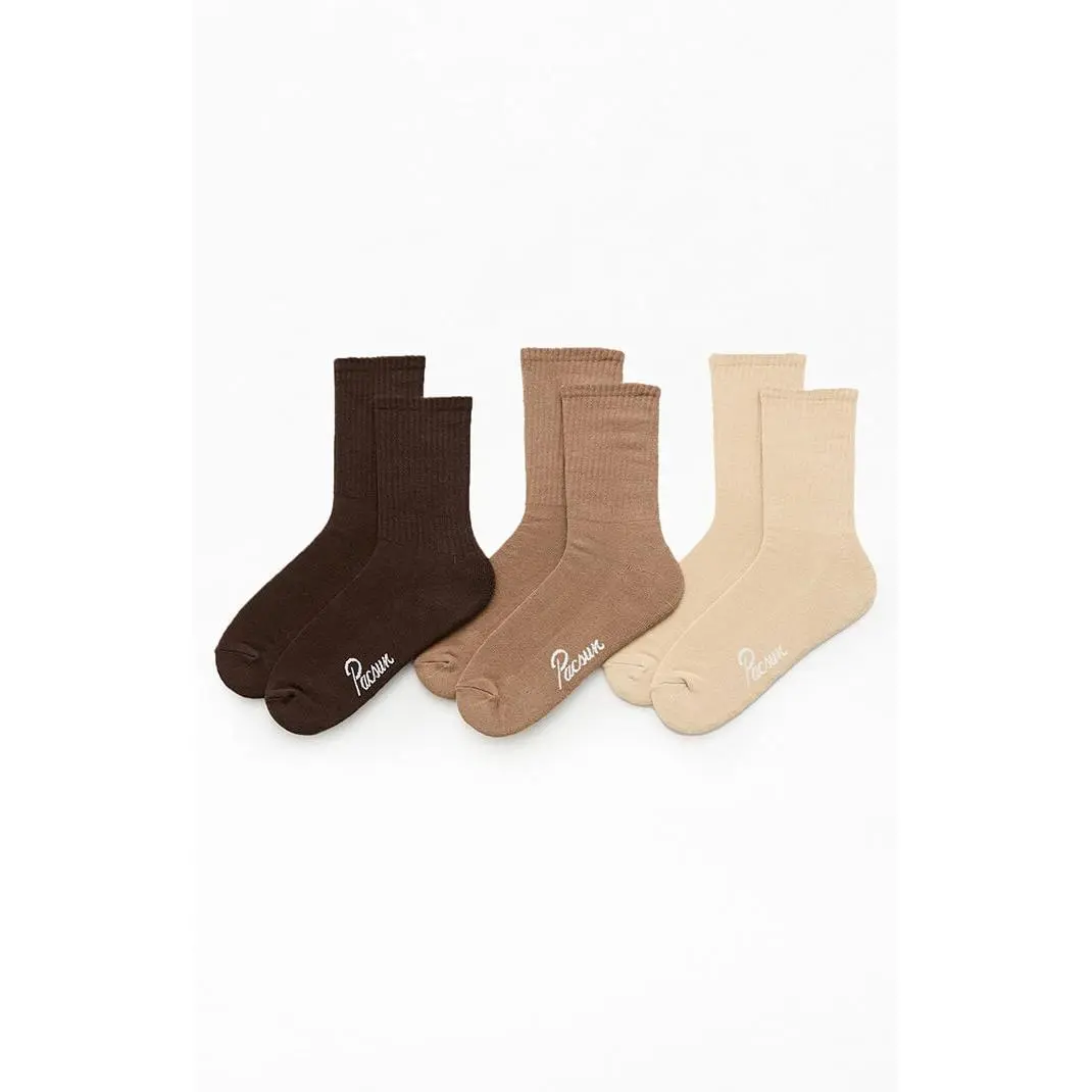 Pacsun Men's 3 Pack Neutral Brown Crew Socks Pacsun Men's 3 Pack Neutral Brown Crew Socks