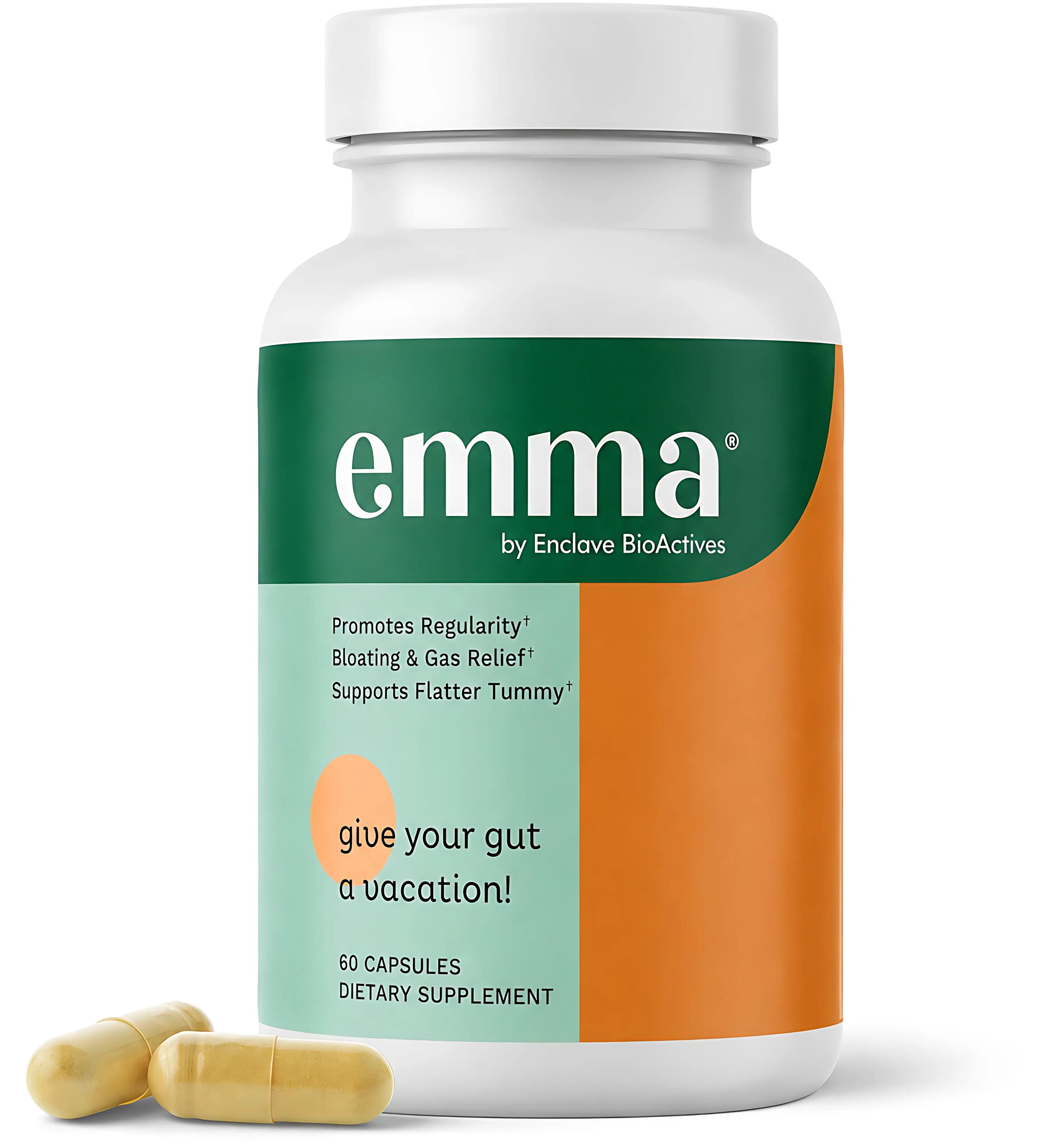 Emma Gut Health Relief Supplement, Doctor Endorsed Formula for Women & Men, Leaky Gut & Digestive Support for Constipation, Bloating & Gas Relief with Berberine, Resveratrol, Quercetin, 60 Capsules