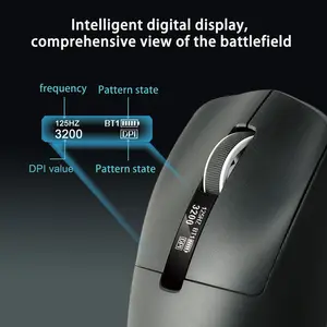 Dual Mode Wireless Mouse, 2.4g + Dual Bluetooth-compatible 5.0/5.2, Rechargeable with Integrated Display, 4800 Dpi Adjustable, Ergonomic Gaming & Office Mouse