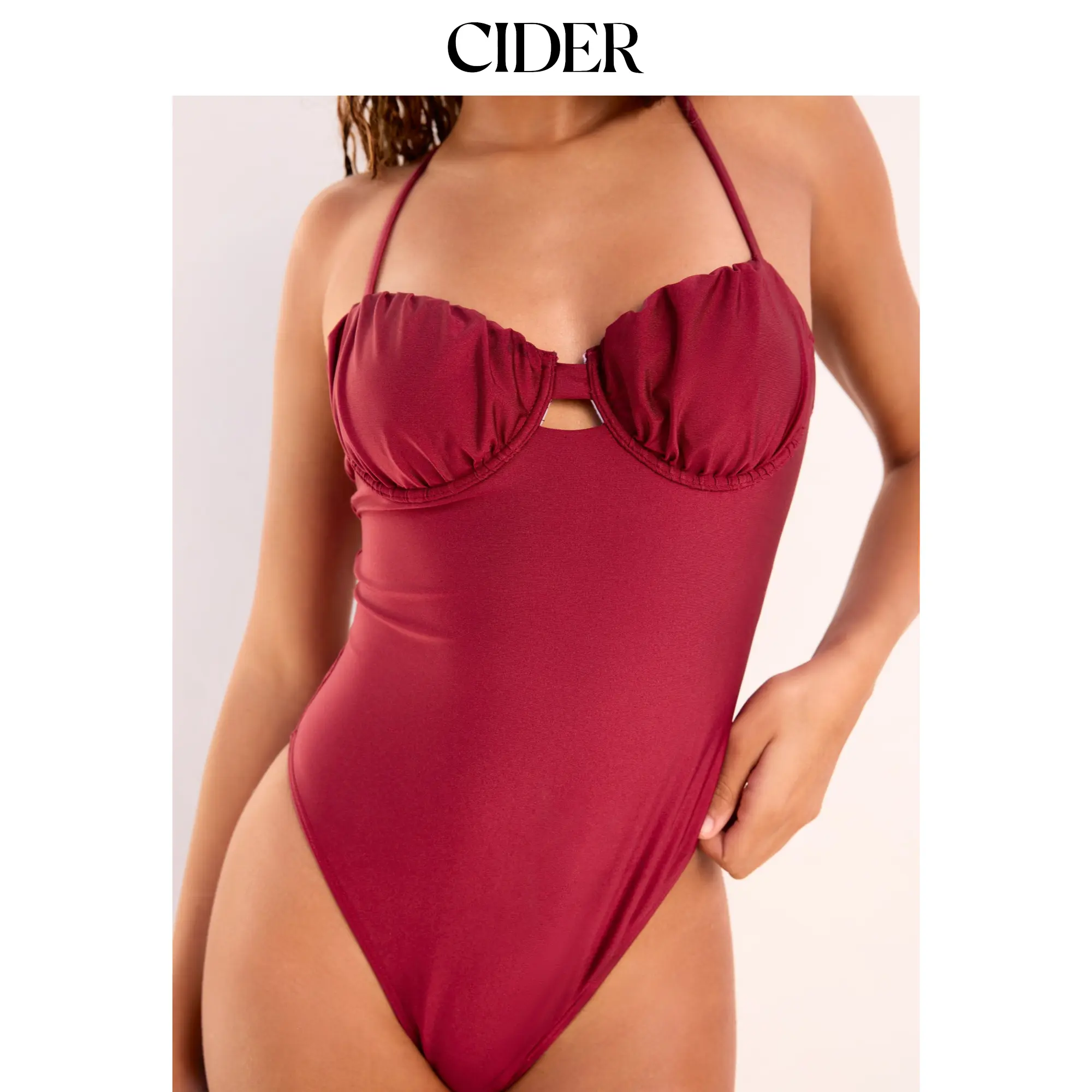Cider Shaping Jersey Sweetheart Cut Out One-piece Swimsuit