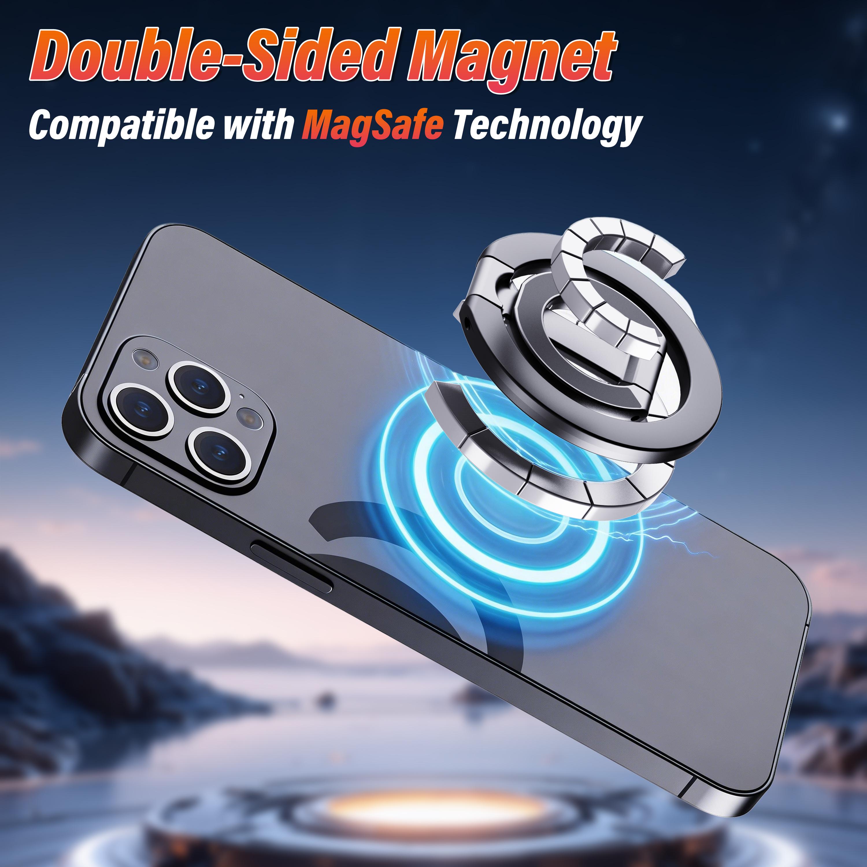 Dual‑Sided Magnetic Phone Ring Grip, Super Strong Magnet Phone Stand Holder Compatible with Car Mounts, Magnetic Phone Accessory for iPhone 17/16/15/14/13 Pro Max Plus