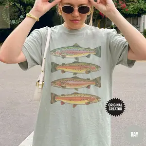 Trout Fish Shirt Comfort Colors Shirt Vintage Trout Shirt Retro Fish Shirt Outdoor Fishing Shirt Fly Fishing Rainbow Trout Shirt