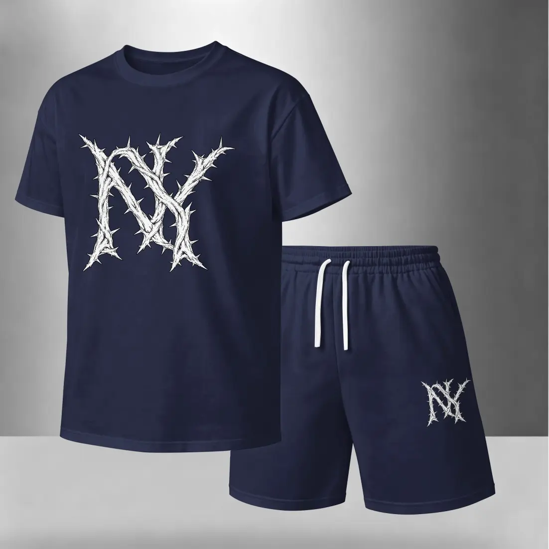 Men’s Letter Printed Casual Short Sleeve T Shirt and Shorts Set, Summer 2 Piece Outfit, Soft Breathable Matching Set with Drawstring Shorts for Beach, Outdoor Activities, Travel, Workout, and Everyday Style