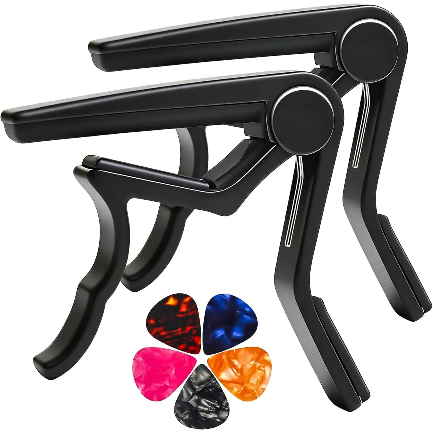 Capo Guitar Capo for Acoustic and Electric Guitars acoustic guitar capo,capo for acoustic guitar 6 string- 2 Packs with 5 Picks (Black)