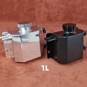 1L Aluminum Car Reservoir Recovery Water Expansion Overflow Coolant Radiator Tank - Silver/Black