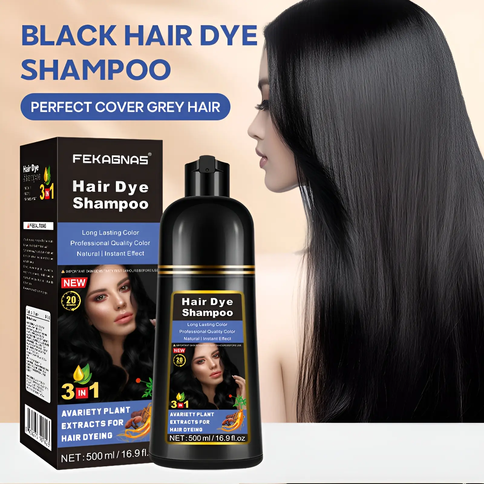 6-In-1 Hair Dye Shampoo, Quick Dyeing, Non-Sticky, Long-Lasting Natural Plant Color, Herbal & Ammonia-Free, Safe, Fruit Scent, 400ML/500ML 6-In-1 Hair Dye Shampoo, Quick Dyeing, Non-Sticky, Long-Lasting Natural Plant Color, Herbal & Ammonia-Free, Safe, Fruit Scent, 400ML/500ML