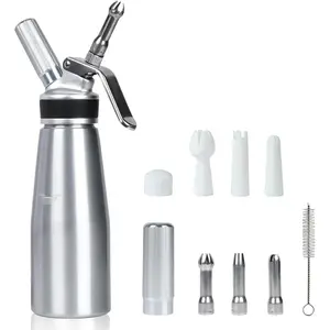 Whipped Cream Dispenser,500ml Whipped Cream Charger with Sturdy   And ,Cream Maker with 6 Decorating Nozzles,Use Standard 8 Gram N2O Chargers (Not Included)