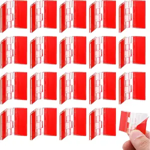 20 Pcs Acrylic Small Hinges Self Adhesive Small Hinges for Crafts Aquarium Lid Hinge Clear Foldable Hinge Tools for Cabinet Glass Furniture Display Stand 35x25 mm