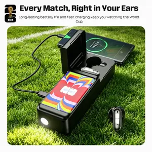2026 FIFA World Cup Collab Wireless Bluetooth-compatible Earbuds, Flashlight, 2000mah Power Bank, Ipx5 Waterproof, HiFi Sound, Long Battery Life