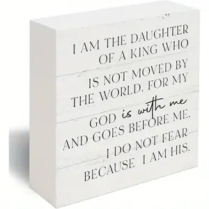 Bible Verse Inspirational Decor I am the Daughter of a King Christian Gifts for Women, Religious Scripture Plaques Desk Decor 5x5 inch