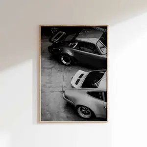 [SALE UP TO 50% - UNFRAMED] Super Car Porsche 911 Poster, Black & White Sport Car Wall Art, Classic Retro Car Print