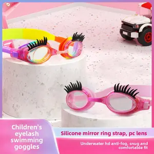 Spot Children's Eyelash Swimming Goggles Soft Silicone Frame PC Lens Anti-Fog High Definition Underwater Comfortable Fit Swim Kit Universal Laser Bore Sight Animal-Ear Ski Mask for Winter Thick Soled Leather Training Shoes