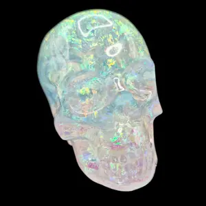 Handmade Opalescent Resin Skull Iridescent Holographic Gothic Decor Faux Opal Crystal Skull Ethereal Oddity Altar Piece