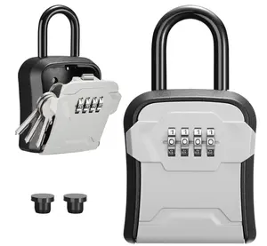 Puroma Lock Box, Key Lock Box Wall Mount & Portable Combination Lockbox with Resettable Code, Security Lockbox for Outside House Keys, Apartment Realtors Spare Keys Storage (1 Pack, Gray)