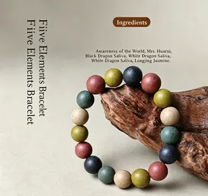 Traditional Taoist Chinese herbal bracelet for emotional stability, Five Elements incense blend
