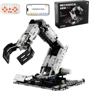 KIDGENIUS 360 Degree Rotation RC STEAM Mechanical Arm Building Kit Educational STEM Building Toy for Kids 8+, High-Difficulty Collectible Engineering Model for Adults Collection & Display