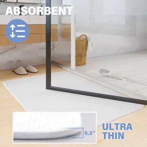 White Chenille Bath Mat – 16”x24” Non-Slip, Quick Dry, Washable Bathroom Rug