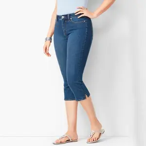 Women's Plus Size Elastic Waist High Stretch Capri Jeans Slim Fit