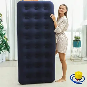 Single Bed Inflatable Mattress, Portable And Comfortable Inflatable Bed, Single Foldable Air Cushion Bed, Suitable For Tents, Camping, Family, Travel, Can Be Given As A Gift To Friends And Family. (With Foot Operated Inflation Pump)