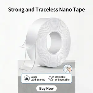 Double Sided Tape Heavy Duty, mounting Picture Hanging Adhesive Strips, DIY Extra Large Nano Tape for Wall Water Proof/Weather Proof Double Sided Tape