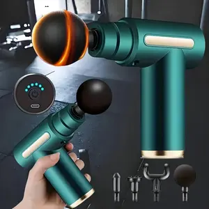 Portable Mini Massage Gun, Deep Tissue Percussion Muscle Massager with 6 Speeds & 4 Heads for Pain Relief & Recovery