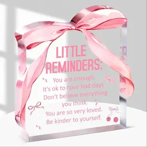 Coquette Bow Room Decor, Inspirational Acrylic Desktop Sign You Are Enough, Cute Girl College Style Room Decoration, Tabletop Decoration‌, Creative Desktop Decoration, Desktop Plaque