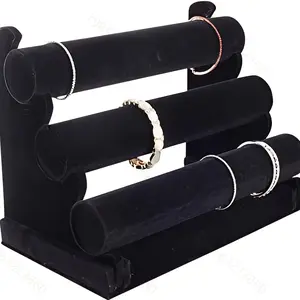 Velvet bracelet rack with triple rack bracelet rack for jewelry organization and display