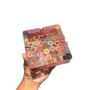 Colorful Square buttons Ashtray - 4x4x1 Inches - Lighter- Accessories-trinkets  Original by Mudita outdoor decorative resina shtray