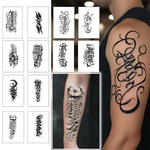 13PCS Painless Temporary Tattoos Set, 3-7 Days Long Lasting, Large HD Realistic Design Cool English Word, Easy to Apply & Remove, Suitable for Men Women & Multiple Occasions ﻿
