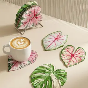 Tropical Plant Acrylic Coasters, Heat-Insulating Burn-Resistant Easy to Clean Practical Stylish Home Decor