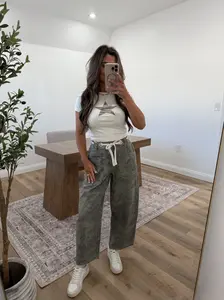 Camo Printed Barrel Pants Camo Printed Barrel Pants