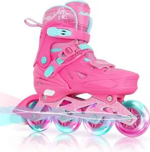 Nattork Adjustable Inline Skates for Kids - Rose Pink - Model 220
