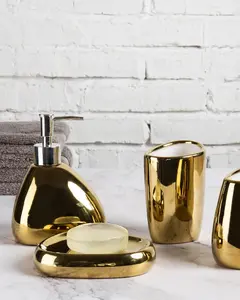 Modern Gold Ceramic Bathroom Accessory Set