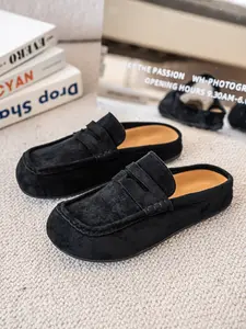 Unisex Fashion Casual Slip-On Lazy Shoes, Soft Suede Upper, Soft Bottom Anti-Slip Half Slippers, Thick Sole, Sizes 37-46, Comfortable and Stylish