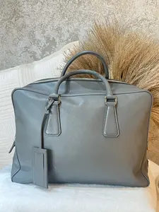 Pre-owned PRADA Leather Handbag Briefcase Gray 1919H0427