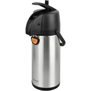 Thermal Coffee Dispenser with Pump, 2.5L/85 Oz Insulated Stainless Steel Large Coffee Carafe Lever Action for Hot/Cold Water, Thermal Carafes for Hot Cocoa for Parties