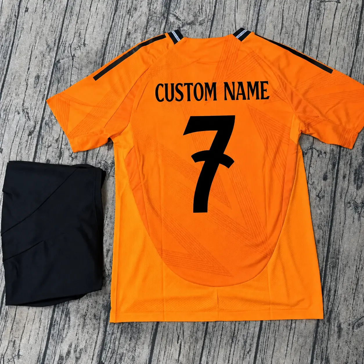 Orange Custom Soccer Jersey – Unisex Short Sleeve Football Shirt with Personalized Name and Number, Black Trim, Lightweight Breathable Match Day Fan Top for Training, Stadium Events, Sportswear, Teamwear and Custom Gift for Men and Women All Ages USA