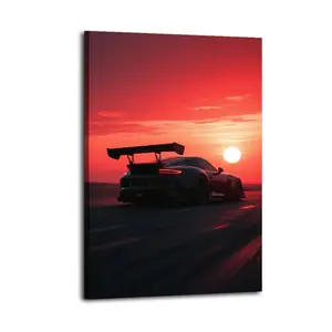 “Sunset Speed Demon” Classic Canvas: Trendy Supercar Decor for Car Shows & Automotive Events