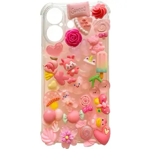 iPhone 16 Pink Junk Charm Phone Case with Resin Charms