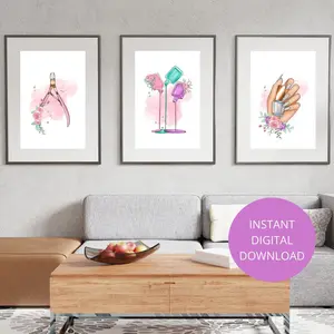Nail Salon Decor. Printable Wall Art Set of 3. Nail Tech Gift. Vanity Room Decor. Manicure Poster Print POSTER (UNFRAMED)