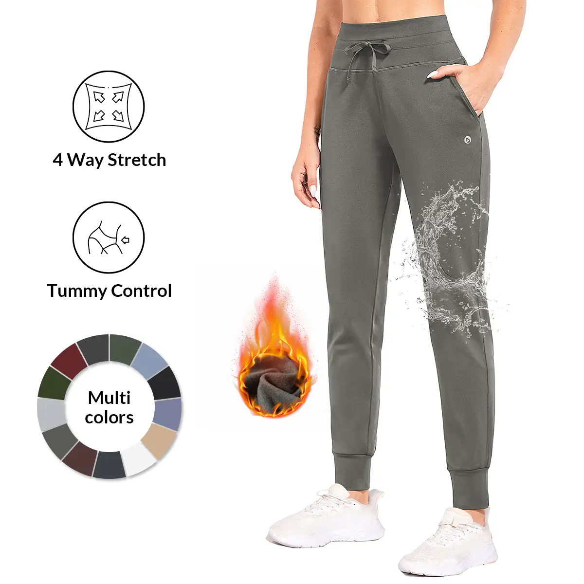 baleaf Women's 25"/28" Fleece Lined Pants Water Resistant Sweatpants High Waisted Thermal Joggers Winter Running Hiking Pockets Lounge Teacher Winter