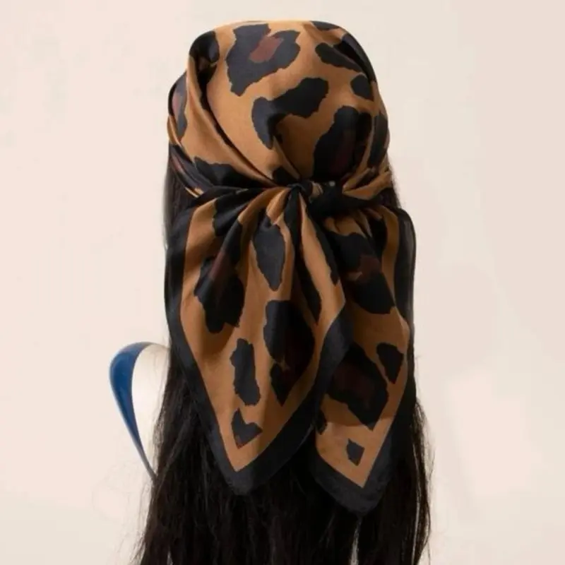 Leopard Print Square Scarf, Fashionable Hair Accessories for Women & Girls, Casual Versatile Scarf for Daily Wear, Fashion Headscarf, Fashion Hair Scarves