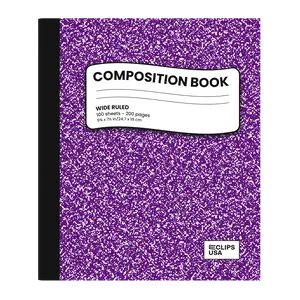 Purple Marble Composition Notebook - Wide-ruled, 7.5 X 9.8 Inches, 100 Sheets