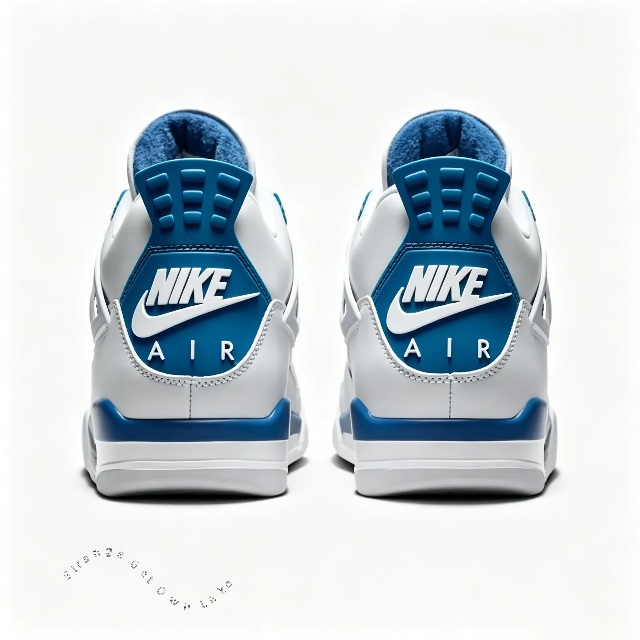 White Royal Blue Mid Top Retro Basketball Sneakers, Suede & Leather Breathable Casual Street Shoes