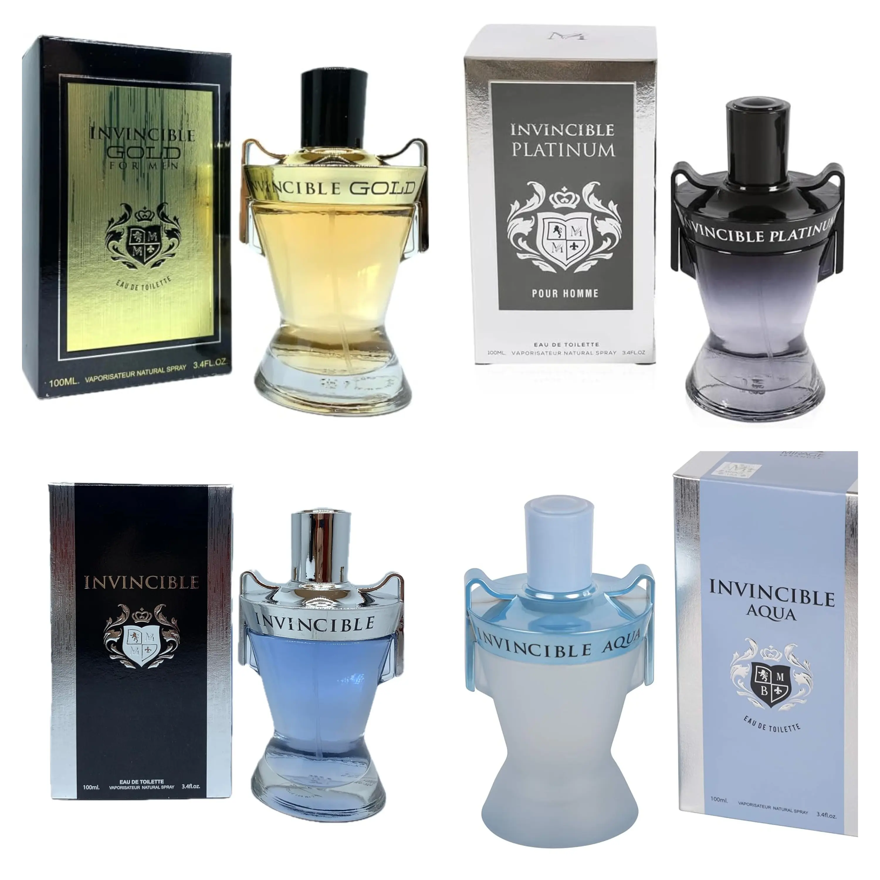 Invincible Men’s Cologne Collection | 4 Scents | Long Lasting 3.4oz EDT Spray