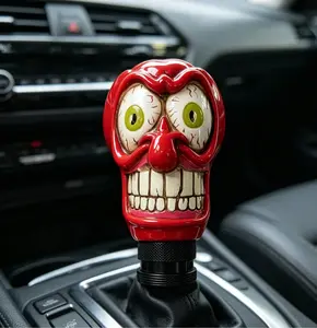 Custom Funny Demon Face Car Gear Shift Knob, Universal Resin Manual/Automatic Shifter Lever Head, Modified Auto Gear Stick Knob with 3 Adapters for Most Cars