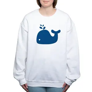 Navy Blue Silhouette Whale Women's Crewneck Sweats
