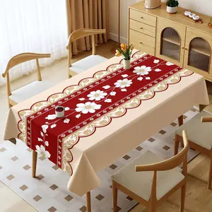 Elegant Lace Trimmed Tablecloth, Waterproof Formal Dining Decoration, Anti-Stain Vintage Tablecloth, Timeless Elegance for Various Occasions