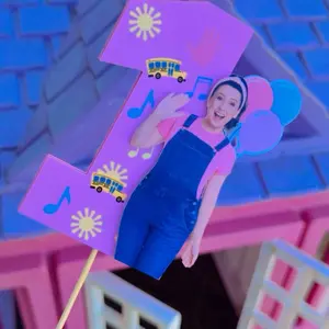 Ms Rachael Centerpiece with Vibrant Purple Background and Iconic Character Design for Decorative Appeal